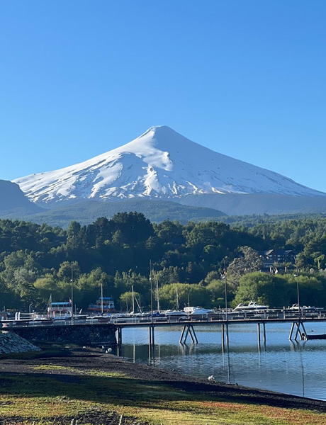 Pucón town and Villarrica volcano